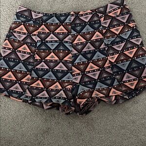 Blue Rain Multicolor Geometric Shorts